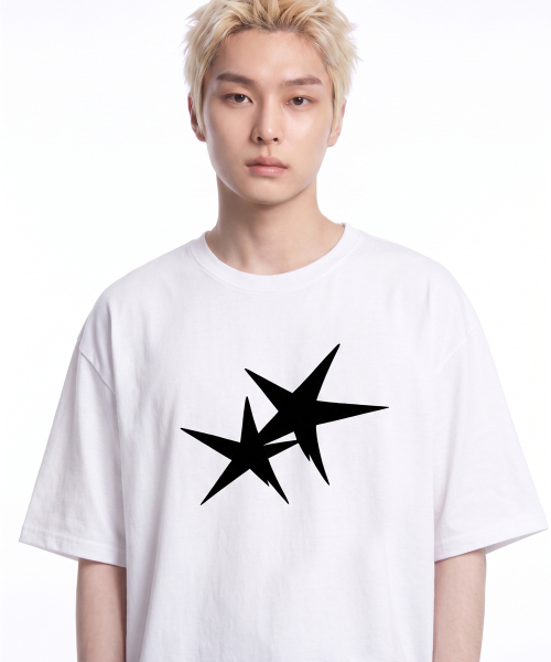 GRAVER ORDINARY（グレイバーオーディナリー）の「[ODNR UNISEX]ツインズスター 半袖Tシャツ_WHITE（Tシャツ/カットソー・レディース・ホワイト・SMALL/MEDIUM/LARGE）」の4枚目の写真