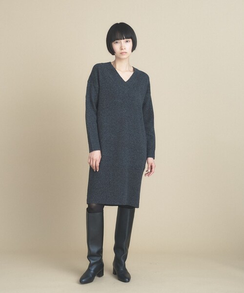 cloenc(クロエンス)の「【2WAY】Vネックニットワンピース(ワンピース・レディース・チャコール/ベージュ系8/グレー系4・02)」の7枚目の写真
