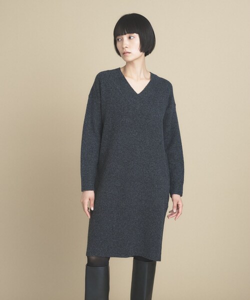 cloenc(クロエンス)の「【2WAY】Vネックニットワンピース(ワンピース・レディース・チャコール/ベージュ系8/グレー系4・02)」の9枚目の写真