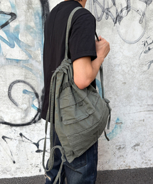 KICHUL（キチョル）の「Military Pocket Cotton Gymsack (Khaki)（バックパック/リュック）」