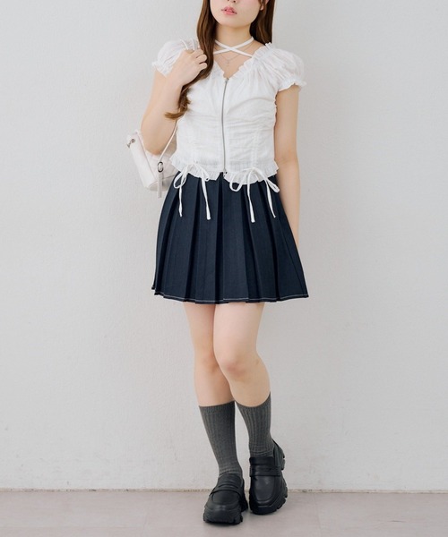 continuer de NICE CLAUP（コンティニューデナイスクラップ）の「［ｓｅｔ］ミニプリーツスカート（スカート・レディース・ネイビー/ブラウン/ベージュ系その他・FREE）」の10枚目の写真