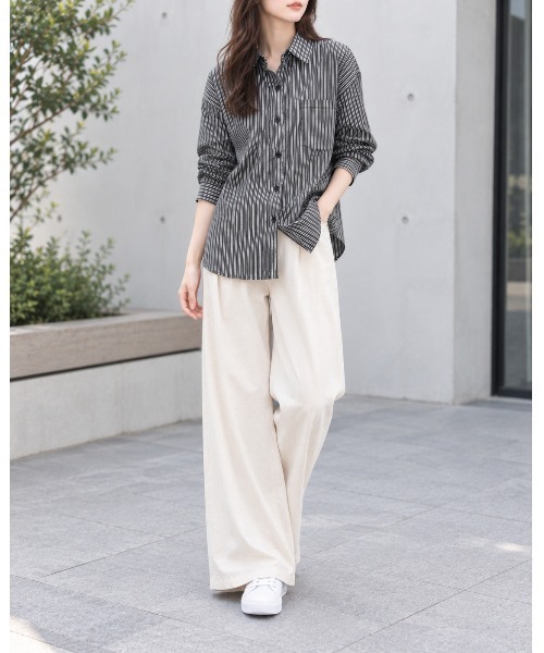 FAZVY(ファズビー)の「羽織って決まる ロングスリーブストライプシャツ(シャツ/ブラウス・レディース・グレー・L/M/S)」の15枚目の写真