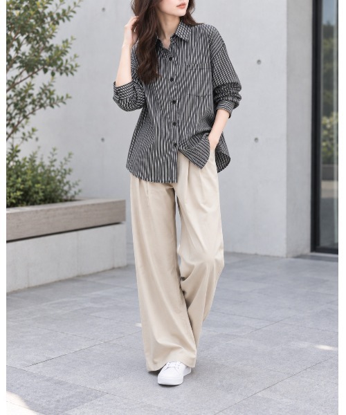FAZVY(ファズビー)の「羽織って決まる ロングスリーブストライプシャツ(シャツ/ブラウス・レディース・グレー・L/M/S)」の16枚目の写真