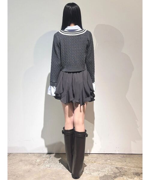 MERCURYDUO(マーキュリーデュオ)の「シャツドッキングチルデンニット(ニット/セーター・レディース・ボルドー/パープル/チャコールグレー・FREE)」の17枚目の写真