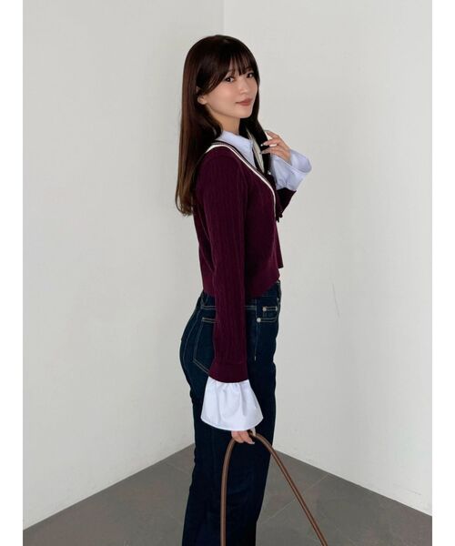 MERCURYDUO(マーキュリーデュオ)の「シャツドッキングチルデンニット(ニット/セーター・レディース・ボルドー/パープル/チャコールグレー・FREE)」の19枚目の写真