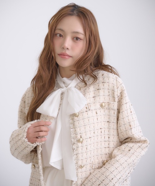 SOELA(ソエラ)の「【SOELA】ツイードジャケット/WEB限定(その他アウター・レディース・ブラック/アイボリー・M)」の9枚目の写真
