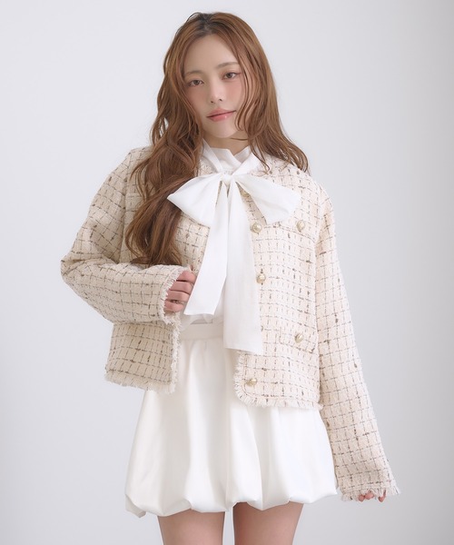 SOELA(ソエラ)の「【SOELA】ツイードジャケット/WEB限定(その他アウター・レディース・ブラック/アイボリー・M)」の10枚目の写真