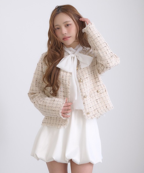 SOELA(ソエラ)の「【SOELA】ツイードジャケット/WEB限定(その他アウター・レディース・ブラック/アイボリー・M)」の11枚目の写真