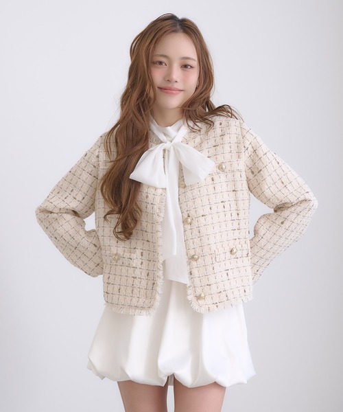 SOELA(ソエラ)の「【SOELA】ツイードジャケット/WEB限定(その他アウター・レディース・ブラック/アイボリー・M)」の12枚目の写真