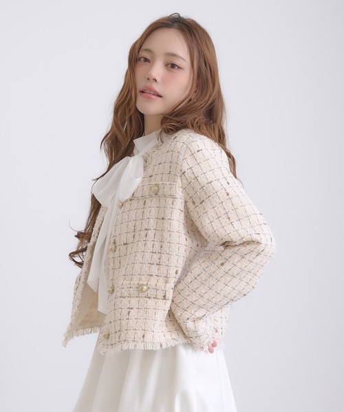 SOELA(ソエラ)の「【SOELA】ツイードジャケット/WEB限定(その他アウター・レディース・ブラック/アイボリー・M)」の13枚目の写真