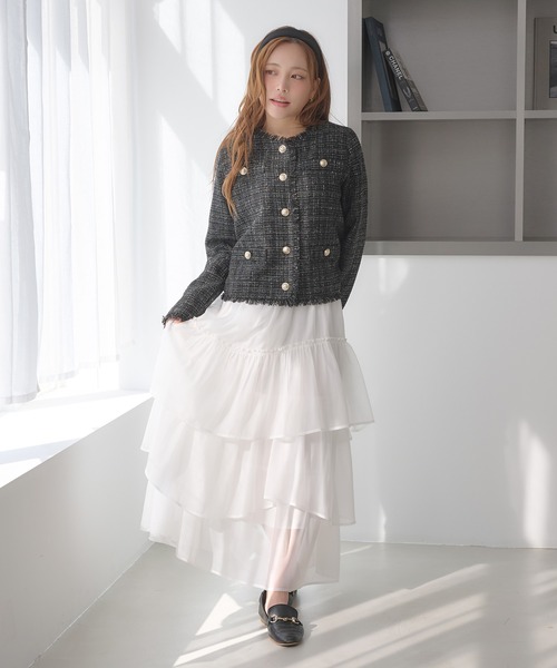 SOELA(ソエラ)の「【SOELA】ツイードジャケット/WEB限定(その他アウター・レディース・ブラック/アイボリー・M)」の8枚目の写真