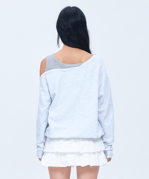 DAUSPICE(ディーオスピス)の「(DUC) BBレイヤード ワンショルダースウェット ライトグレー(Tシャツ/カットソー・レディース・ライトグレー・ONE SIZE)」の3枚目の写真