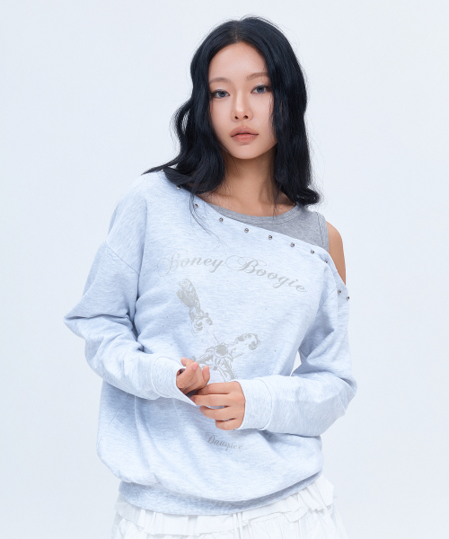 DAUSPICE(ディーオスピス)の「(DUC) BBレイヤード ワンショルダースウェット ライトグレー(Tシャツ/カットソー・レディース・ライトグレー・ONE SIZE)」の4枚目の写真