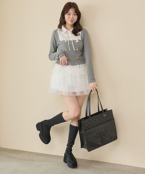 MAJESTIC LEGON(マジェスティックレゴン)の「ダブル釦シャツドッキングトップス(Tシャツ/カットソー・レディース・ブラック/グレー/アイボリー/ベージュ・MEDIUM)」の15枚目の写真