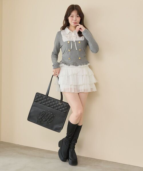 MAJESTIC LEGON(マジェスティックレゴン)の「ダブル釦シャツドッキングトップス(Tシャツ/カットソー・レディース・ブラック/グレー/アイボリー/ベージュ・MEDIUM)」の16枚目の写真