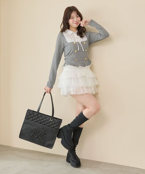 MAJESTIC LEGON(マジェスティックレゴン)の「ダブル釦シャツドッキングトップス(Tシャツ/カットソー・レディース・ブラック/グレー/アイボリー/ベージュ・MEDIUM)」の17枚目の写真