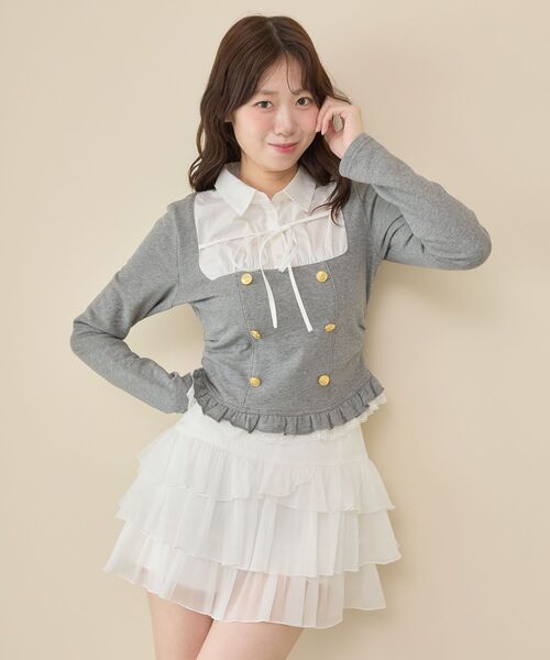 MAJESTIC LEGON(マジェスティックレゴン)の「ダブル釦シャツドッキングトップス(Tシャツ/カットソー・レディース・ブラック/グレー/アイボリー/ベージュ・MEDIUM)」の20枚目の写真