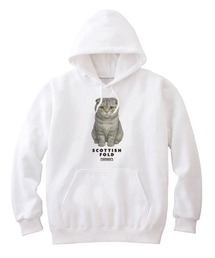 Moftique(モフティック) プルパーカー スウェット 裏毛 スコティッシュフォールド キャット ペット アニマル プリント トップス メンズ ユニセックス