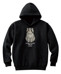 Moftique（モフティック） プルパーカー スウェット 裏毛 スコティッシュフォールド キャット ペット アニマル プリント トップス メンズ ユニセックス