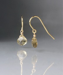 「anq.」ステンレス316L/K14GF・天然石マロンピアス