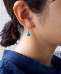「anq.」ステンレス316L/K14GF・天然石マロンピアス
