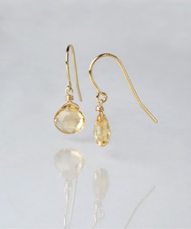 「anq.」ステンレス316L/K14GF・天然石マロンピアス