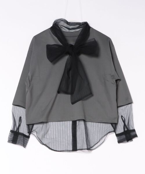 CONVERSE TOKYO(コンバーストウキョウ)の「【HL】TULLE BOWTIE CROPPED TEE(Tシャツ/カットソー・レディース・オフホワイト/チャコールグレー/ブラック・FREE)」の3枚目の写真