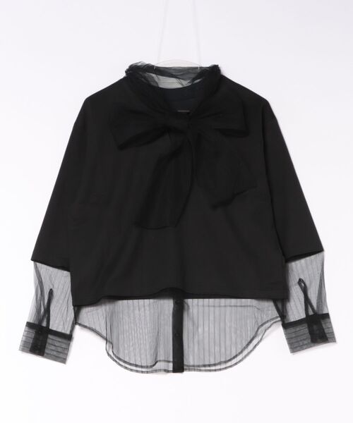 CONVERSE TOKYO(コンバーストウキョウ)の「【HL】TULLE BOWTIE CROPPED TEE(Tシャツ/カットソー・レディース・オフホワイト/チャコールグレー/ブラック・FREE)」の2枚目の写真