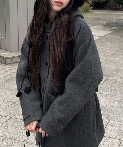 LEMOA(レモア)の「フード付きキルティングコート(モッズコート・レディース・ダークグレー・FREE)」の9枚目の写真
