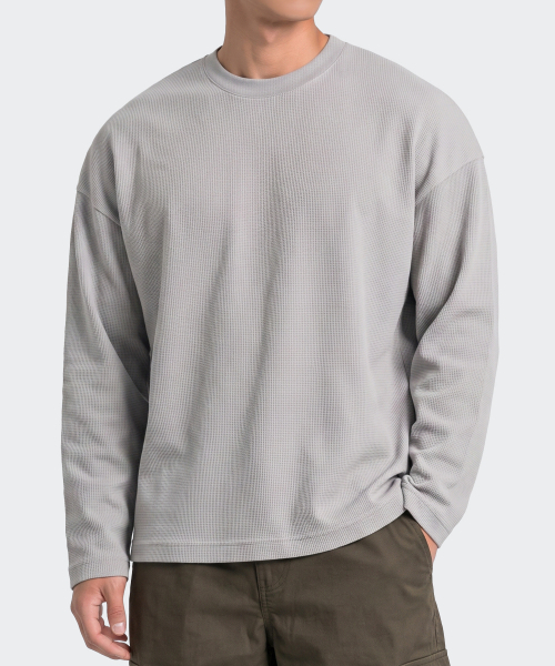 AFRESH（アフレッシュ）の「クロッフル オーバーサイズ ロングスリーブ_3color（Tシャツ/カットソー・メンズ・ブラック/ライトグレー/ホワイト・MEDIUM/LARGE/X-LARGE/XX-LARGE）」の4枚目の写真