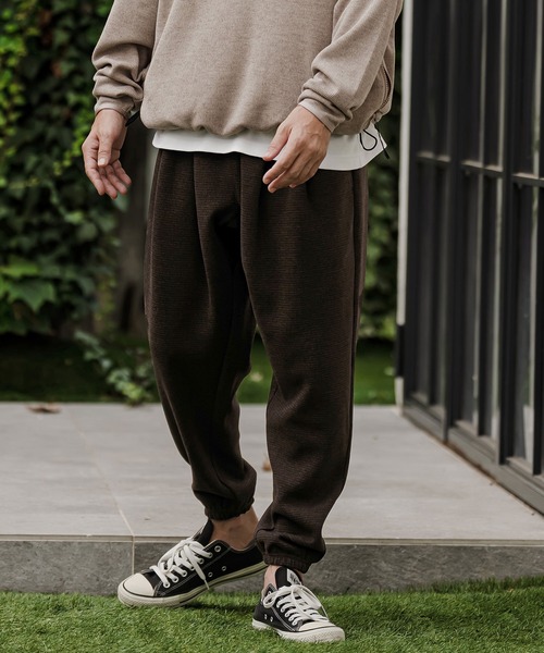 CAMBIO（カンビオ）の「mp15527- Houndstooth Wool Blend Jogger Pants ジョガーパンツ(A76826cmb)（その他パンツ・メンズ・ブラック/ブラウン/チャコール・S/M/L）」の4枚目の写真