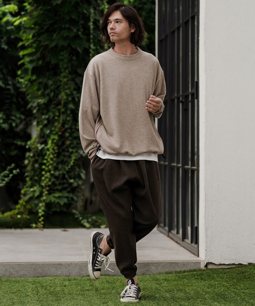 CAMBIO（カンビオ）の「mp15527- Houndstooth Wool Blend Jogger Pants ジョガーパンツ(A76826cmb)（その他パンツ・メンズ・ブラック/ブラウン/チャコール・S/M/L）」の6枚目の写真