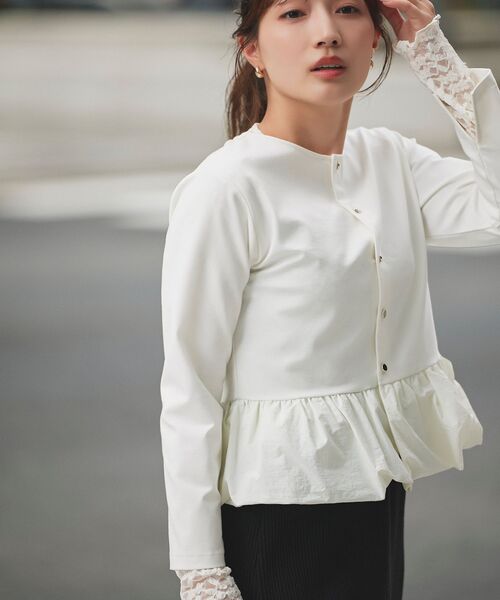 COHINA（コヒナ）の「シュリンクレーストップス 【低身長・小柄女性】（Tシャツ/カットソー・レディース・オフホワイト/ブラック・ONE SIZE）」の16枚目の写真