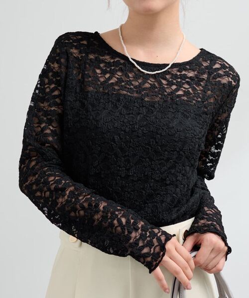 COHINA（コヒナ）の「シュリンクレーストップス 【低身長・小柄女性】（Tシャツ/カットソー・レディース・オフホワイト/ブラック・ONE SIZE）」の13枚目の写真