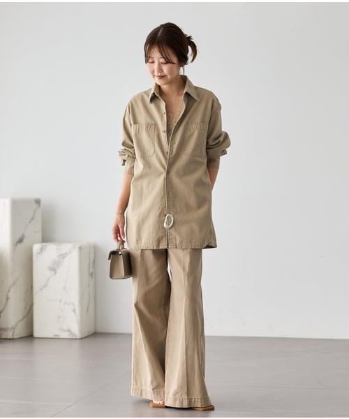 plage(プラージュ)の「Utility Long シャツ(シャツ/ブラウス・レディース・ベージュ/ブラック・FREE)」の5枚目の写真