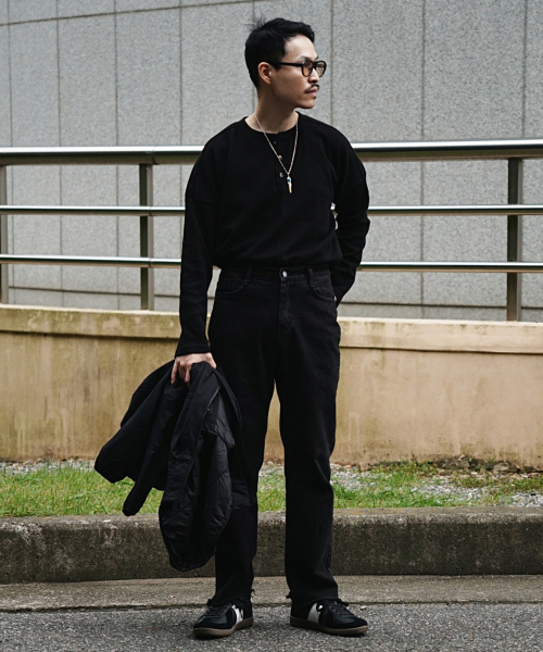UNLC(ユーエヌエルシー)の「Waffle Helyneck Drop Shoulder Sleeve(3color)(Tシャツ/カットソー・メンズ・ブラック/グレー/アイボリー・MEDIUM/LARGE/X-LARGE)」の7枚目の写真