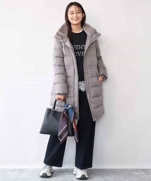 MK MICHEL KLEIN（エムケーミッシェルクラン）の「[撥水/リサイクルダウン]ベーシックタフタロングダウンコート（ダウンジャケット/コート・レディース・ネイビー/アイボリー/ブラック/モカ・40/38）」の12枚目の写真
