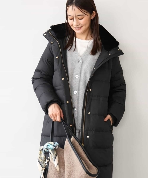 MK MICHEL KLEIN（エムケーミッシェルクラン）の「[撥水/リサイクルダウン]ベーシックタフタロングダウンコート（ダウンジャケット/コート・レディース・ネイビー/アイボリー/ブラック/モカ・40/38）」の16枚目の写真