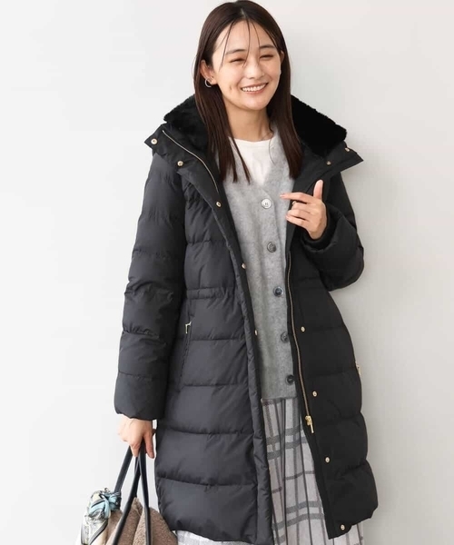 MK MICHEL KLEIN（エムケーミッシェルクラン）の「[撥水/リサイクルダウン]ベーシックタフタロングダウンコート（ダウンジャケット/コート・レディース・ネイビー/アイボリー/ブラック/モカ・40/38）」の18枚目の写真