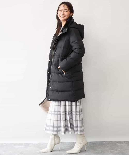 MK MICHEL KLEIN（エムケーミッシェルクラン）の「[撥水/リサイクルダウン]ベーシックタフタロングダウンコート（ダウンジャケット/コート・レディース・ネイビー/アイボリー/ブラック/モカ・40/38）」の20枚目の写真