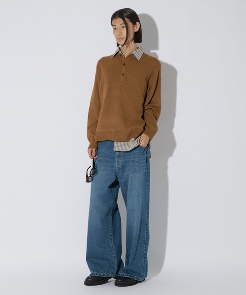 LAKOLE（ラコレ）の「シャツレイヤードヘンリープルオーバー / 1063744（ニット/セーター・メンズ・ネイビー/ベージュ/ブラック・LARGE/MEDIUM）」の8枚目の写真