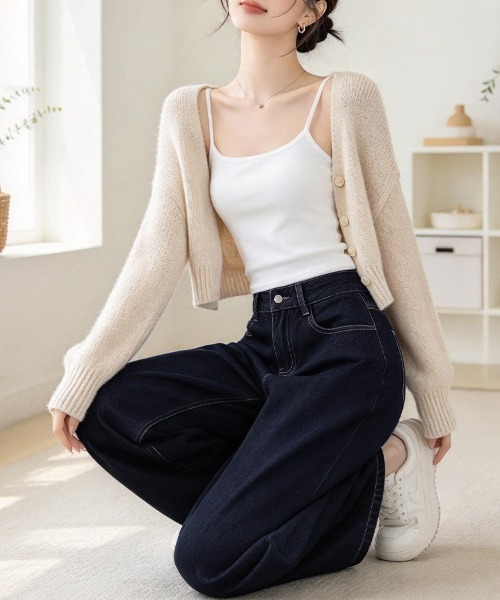 LEMOA(レモア)の「ステッチデザインデニムワイドパンツ(デニムパンツ・レディース・ダークブルー・SMALL/MEDIUM/LARGE/X-LARGE)」の12枚目の写真