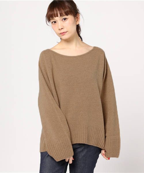 DouDou（ドゥドゥ）の「袖ボリュームプルオーバーニット（ニット/セーター・レディース・ネイビー/オフホワイト/グレー/キャメル/イエロー・FREE）」の14枚目の写真