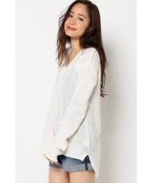 VENCEEXCHANGE | アクリルワッフル編みVネックニット       (ニット/セーター)