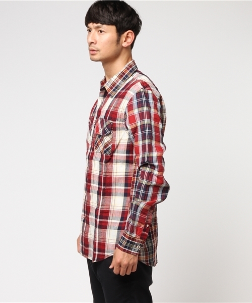 Denime（ドゥニーム）の「【HOUSE OF BLUES/ハウスオブブルース】リネンクレイジーチェックシャツ（シャツ/ブラウス・メンズ・ネイビー/マスタード/レッド・MEDIUM/LARGE）」の4枚目の写真