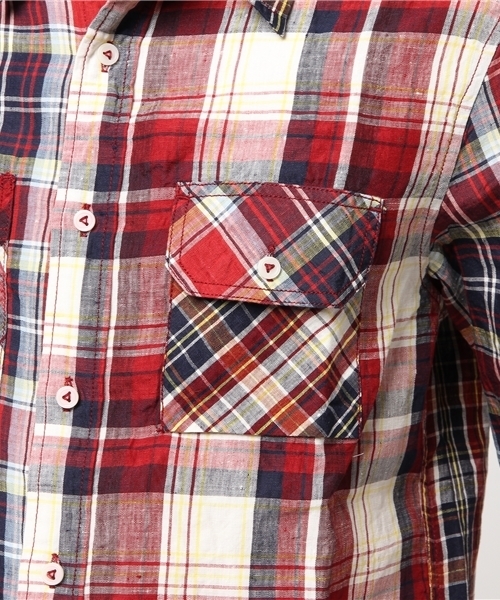 Denime（ドゥニーム）の「【HOUSE OF BLUES/ハウスオブブルース】リネンクレイジーチェックシャツ（シャツ/ブラウス・メンズ・ネイビー/マスタード/レッド・MEDIUM/LARGE）」の9枚目の写真