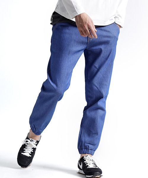 MONO-MART(モノマート)の「ストレッチテーパードジョガーパンツ デニム/チノ(デニムパンツ・メンズ・キャメル/チャコール/インディゴブルー/カーキ/ブルー/ブラック・L/M/XL)」の5枚目の写真