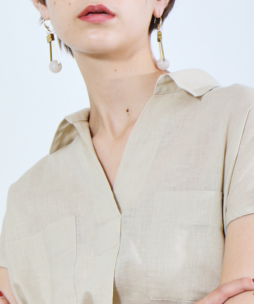 MYSELF ABAHOUSE（マイセルフアバハウス）の「コットンリネン抜き襟シャツ（シャツ/ブラウス・レディース・オフホワイト/ベージュ/カーキ・FREE）」の18枚目の写真