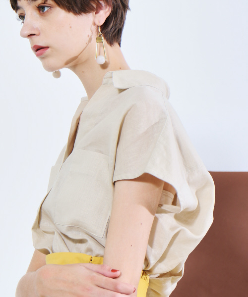 MYSELF ABAHOUSE（マイセルフアバハウス）の「コットンリネン抜き襟シャツ（シャツ/ブラウス・レディース・オフホワイト/ベージュ/カーキ・FREE）」の19枚目の写真