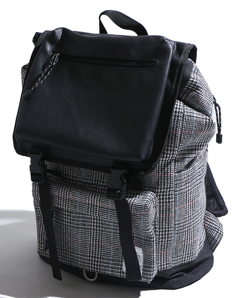 WEGO（ウィゴー）の「WEGO/フェイクレザーコンビフラップリュック（バックパック/リュック・メンズ・ブラック/その他1・FREE）」の21枚目の写真